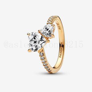 Pandora Double Heart Sparkling Ring
